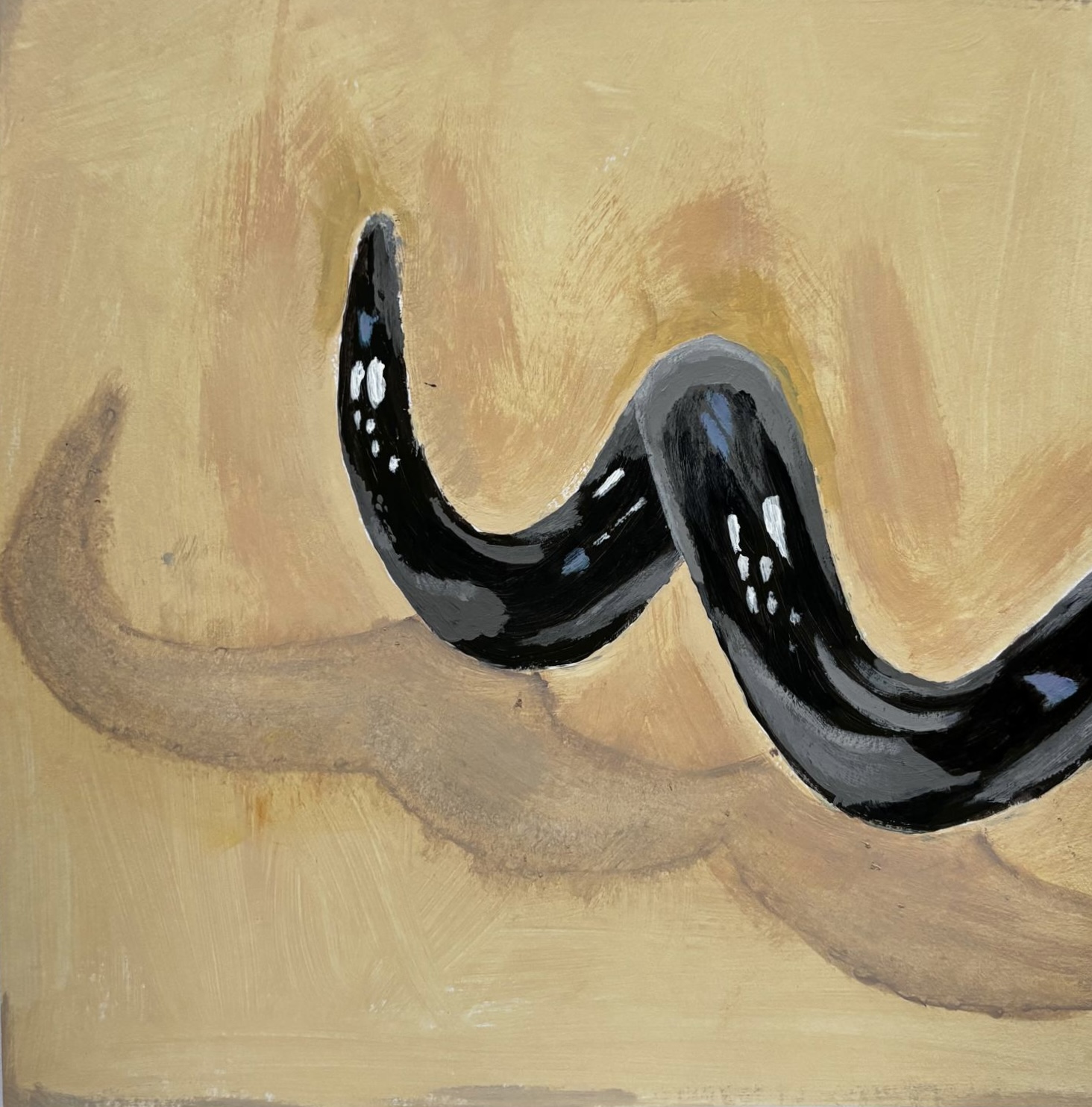 Close up van een kurkentrekker - acrylverf